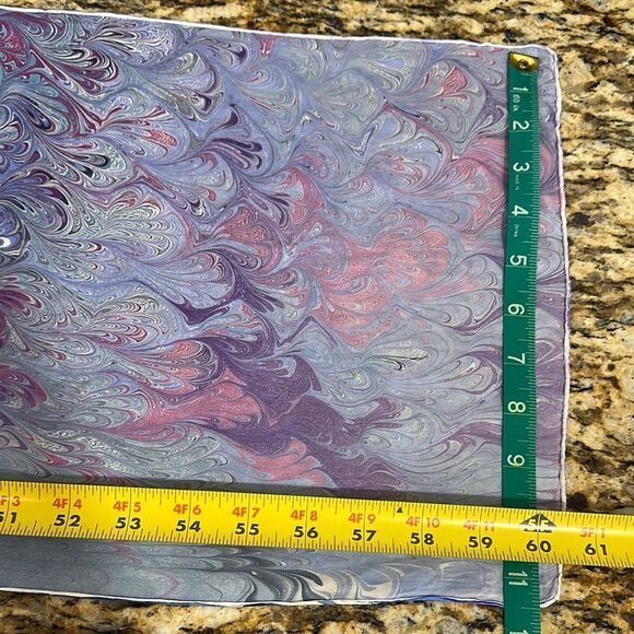 Abstract Swirl Print Purple Pink Hues Hand Rolled Rectangle Scarf - Picture 2 of 3